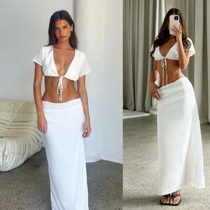 NEW! Tigermist- White Abriella Maxi Skirt And Tasia Deep Tie Top Set NWT